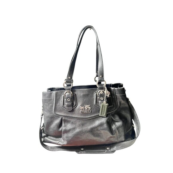 Coach 12937 Madison Sabrina Satchel – Black Leather Convertible Shoulder Bag - Picture 1 of 14